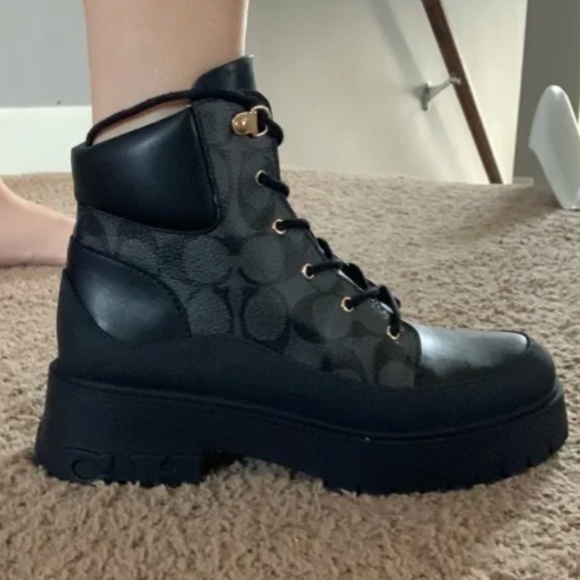 New🖤 Coach Royce Black Bootie In Signature Canvas - Picture 1 of 4